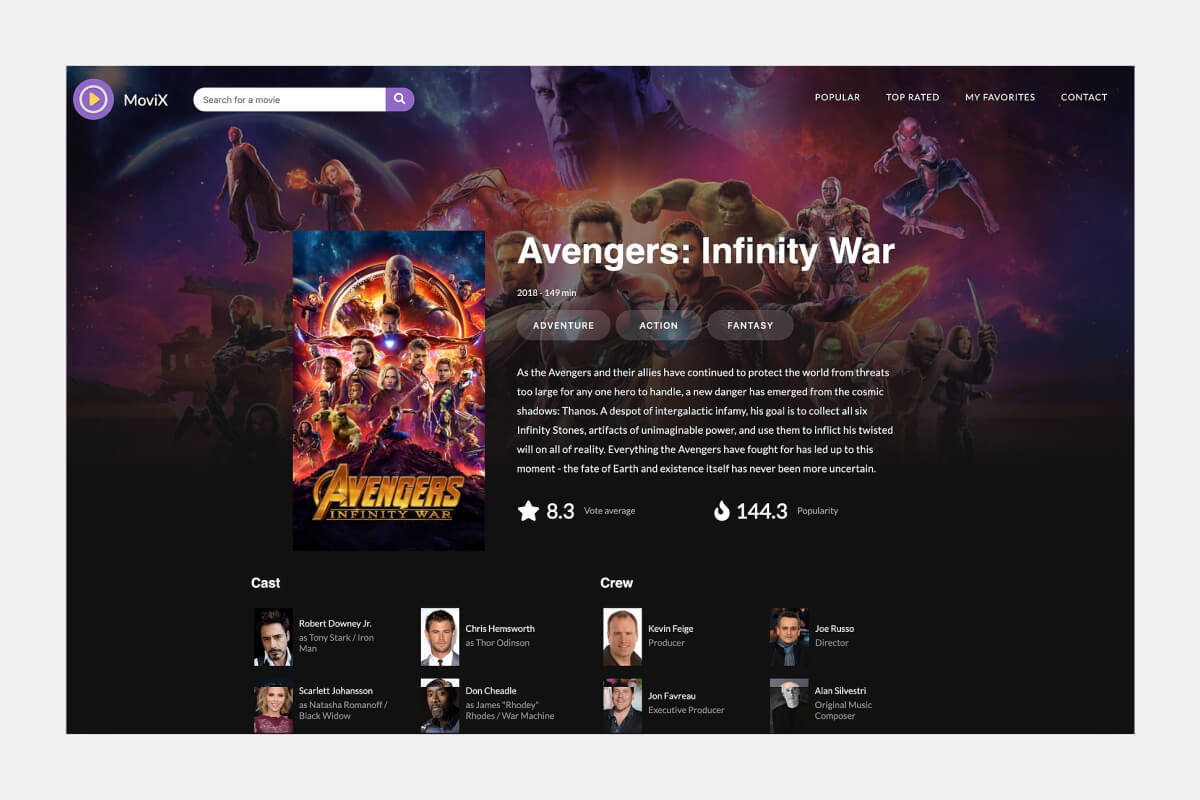 Image of Movix movie page